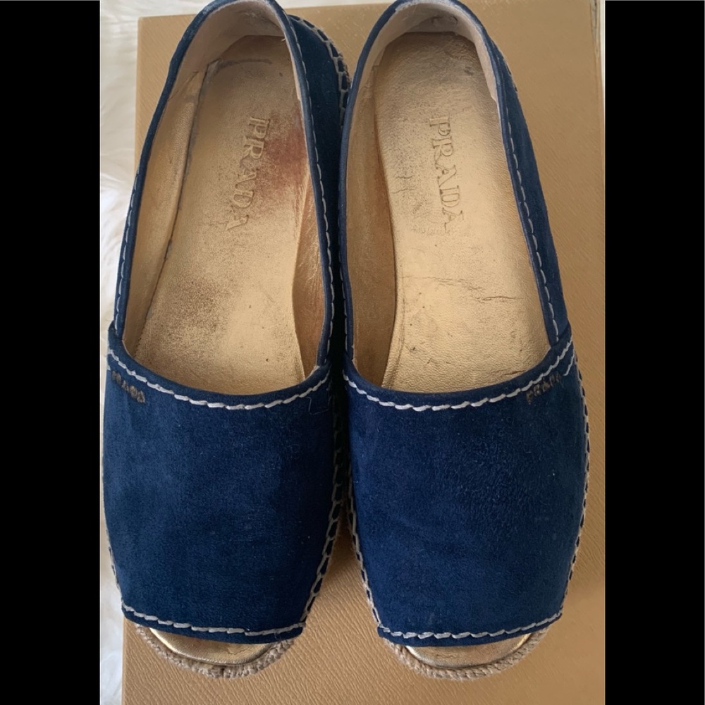 Prada Peeptoe Platform Espadrille Sandals